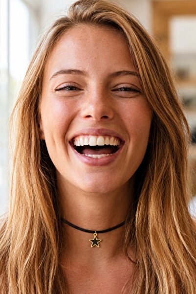 Nishstyle Siyah Yıldız Uçlu Güderi Choker Kolye
