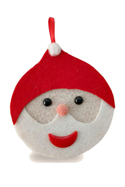 Keçe Yılbaşı Süsü, El Yapımı Ponponlu Noel Baba Ağaç Askısı