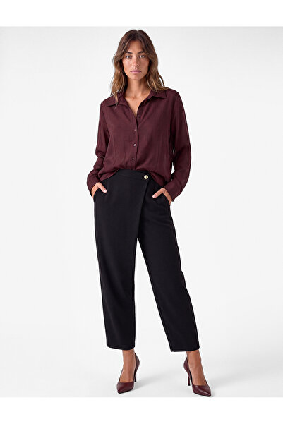 Koton Straight-Leg Fabric Trousers with Side Pockets and Asymmetrical Closure...