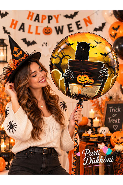 Parti Dükkanı 18 Inch Halloween Round Foil Balloon Helium and Air Compatible ...