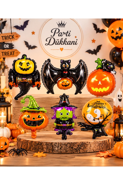 Parti Dükkanı 16 İnç 6’lı Cadılar Bayramı Halloween Folyo Balon Seti Kabak Ya...