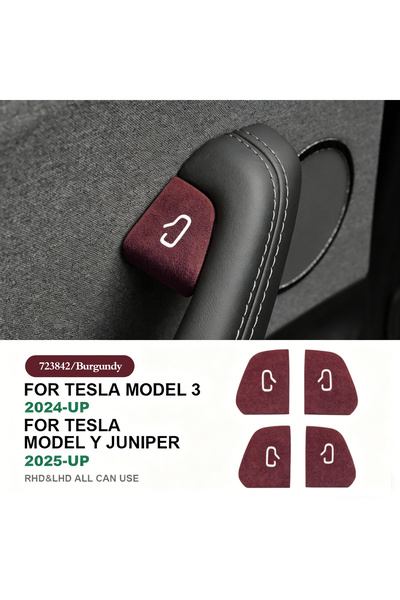 Choice6 Burgundy Italian Top Suede Door Switch Patch Trim Cover for Tesla Mod...