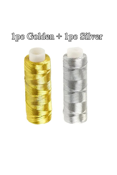 Choice 1Golden 1Silver 2pcs Cross Stitch Thread Gold and Silver Thread Bright...