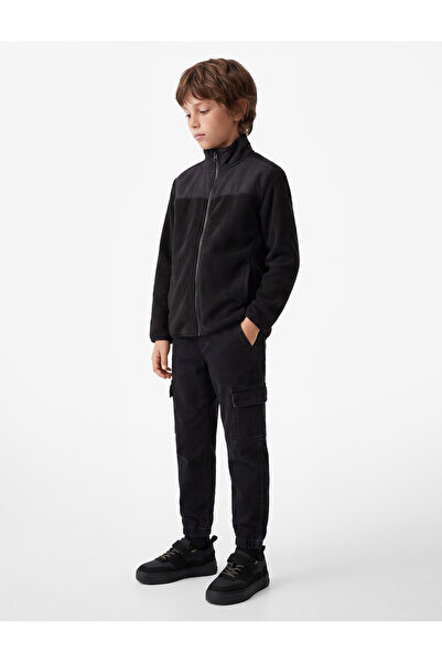 Koton Pocket Detailed Zippered Long Sleeve High Collar Fleece Sweatshirt