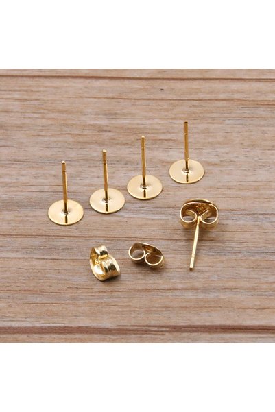 Choice 6mm-50pcs 50-100pcs 2 Color Stainless Steel Earring Studs Blank Post B...