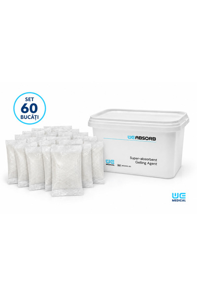 WE MEDICAL Set 60 pliculețe WE Absorb, gelifiant superabsorbant pentru pungi ...