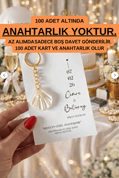 mihi hediyelik Kişiye Özel Davetiyeli İstiridye Anahtarlık - Söz Nişan Nikah ...