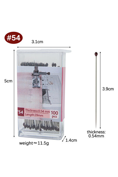 Choice3 100PCS 54mm 100PCS Extra Fine Sewing Pins, 0.29-0.54mm Stainless Stee...