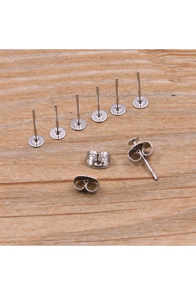 Choice 4mm-100pcs 50-100pcs 2 Color Stainless Steel Earring Studs Blank Post ...