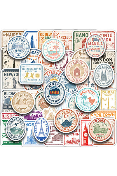 Choice 50PCS-TZ-507 50PCS Travel Stamp Stickers Vintage Travel Stamp Stickers...