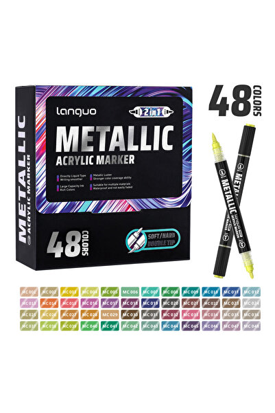 choice2 48 Colors LanGuo 12/24/48Color Dual Tip Acrylic Paint Marker Set Prof...