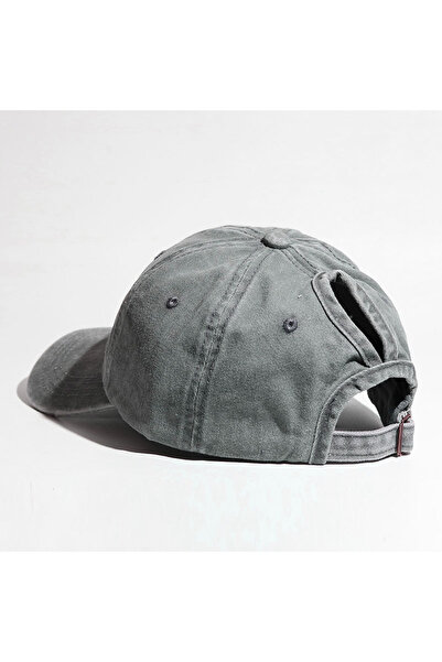 Choice1 Adjustable GRAY Hat for women, high ponytail, vintage vintage, washed...