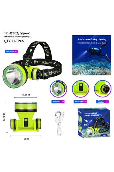 Choice1 SQ902 big Portable Rechargeable Diving Headlight 350m Underwater Subm...