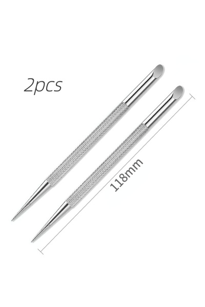 Choice 118mm 2Pcs Double-ended Use Stainless Steel Nail Art Cuticle Pusher Re...