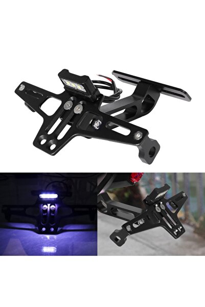 Choice7 black with light Motorcycle Rear License Plate Mount Holder Aluminum ...