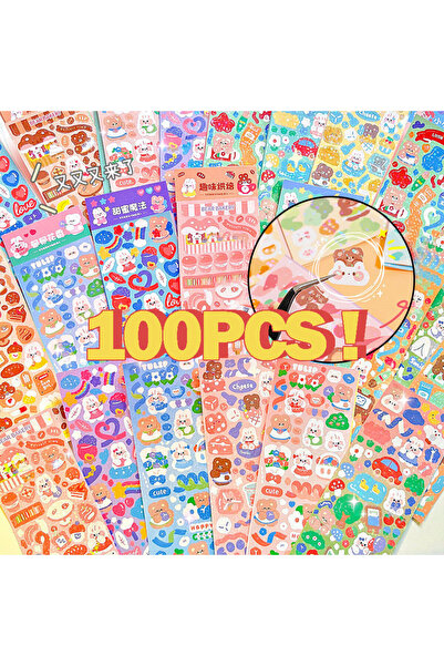 Choice 100PCS Stickers 10-200Pcs Kawaii Handbook Stickers Cartoon Collage Las...
