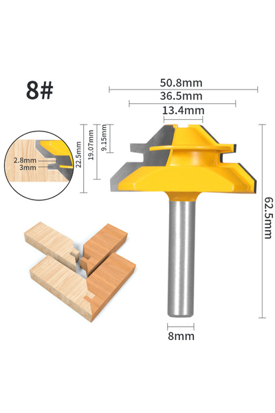 choice2 8x50.8x22.5 6mm 6.35mm 8mm 12mm 12.7mm قاطع راوتر للنجارة بزاوية 45 د...