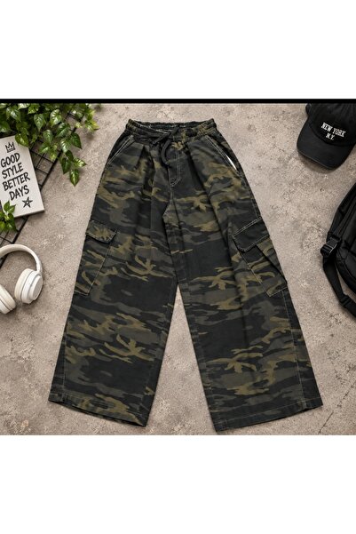 eyonnwear Unisex Baggy Kamuflaj Kargo Pantolon Extra Salaş