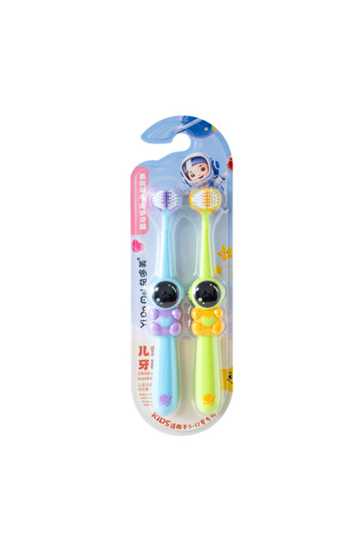 Choice3 BLUE GREEN 2pcs Children's Toothbrush Three-sided Soft Bristle Teeth ...