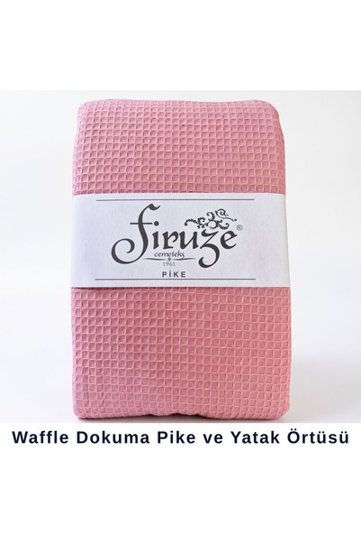 CEMETEKS Waffle Pike and Bedspread, Powder Double Waffle Pike, Cotton Lightweight and Breathable for All Seasons, Decorative Bedspread - 200X230Cm
