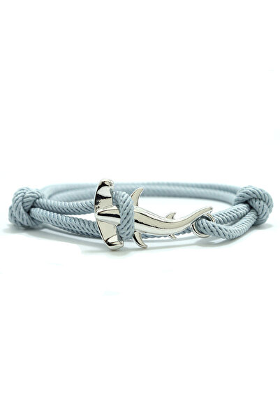 Choice15 Silver Grey Marine Flat Shark Rope Bracelet Unisex Grade A Handmade ...