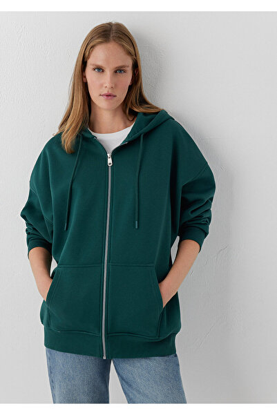 Mavi Kapüşonlu Fermuarlı Yeşil Sweatshirt 1610221-85173