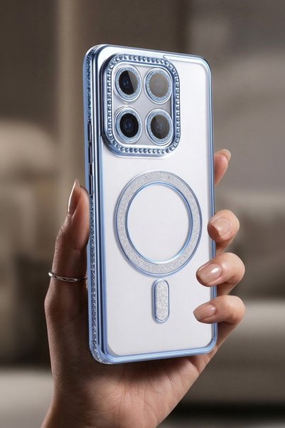 Nezih Case Mi 17T Pro ile Uyumlu Taşlı Magsafe Şarj Özellikli Kamera Korumalı...