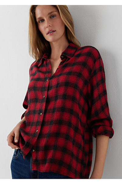 Mavi Kareli Gömlek Loose Fit / Bol Rahat Kesim 1211659-83151