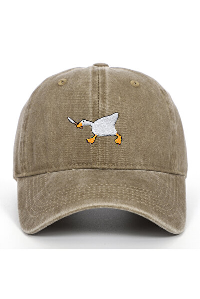 Choice9 Khaki Embroidered baseball cap with goose pattern for men and women, ...