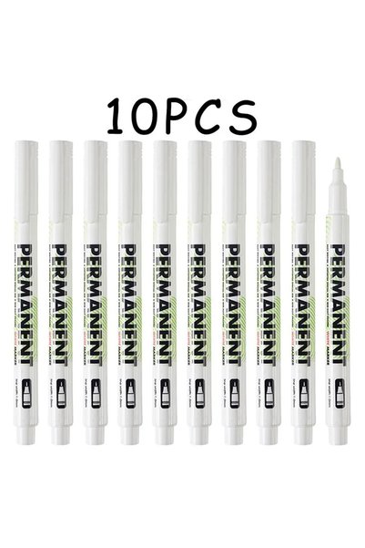 Choice1 10Pcs Thin Rod White Marker Pen Set Waterproof Permanent Paint Pens D...