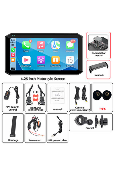 Choice8 M629-TP-B-S 6.25inch Motorcycle Monitor 1080P DVR Recorders Wireless ...