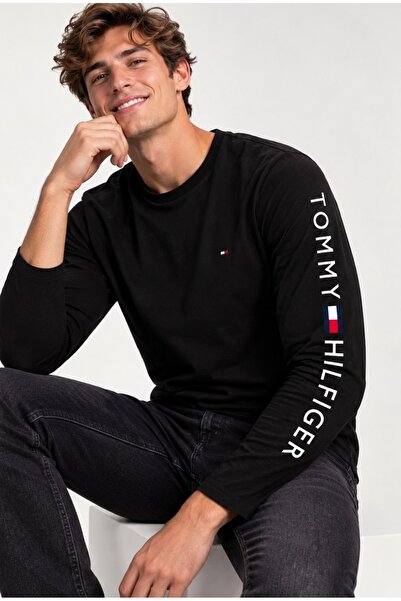 Tommy Hilfiger Long Sleeve Embroidered Logo Slim Long Sleeve Logo T-Shirt