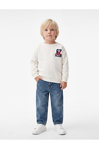 Koton Printed Crew Neck Long Sleeve Raster Sweatshirt