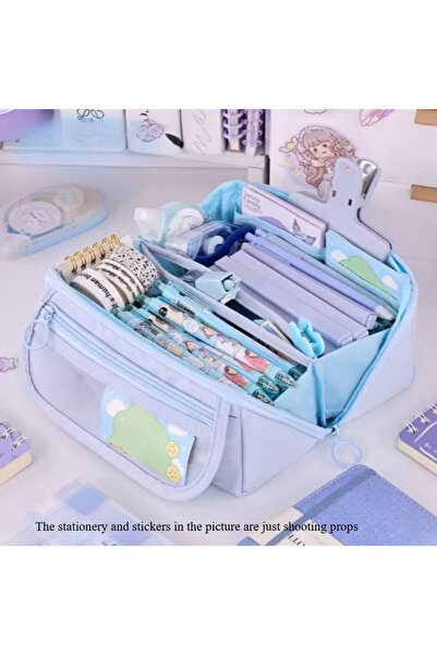 Choice3 Blue Large Capacity Pencil Case Organizer - Multi-Compartment Desktop...