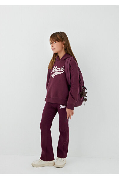 Mavi Logo Printed Hooded Claret Red Sweatshirt 7S10207-87830