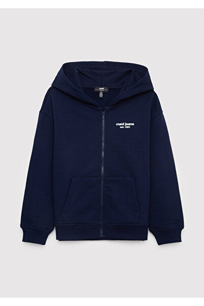 Mavi Hooded Zippered Navy Blue Sweatshirt 6S10203-84371