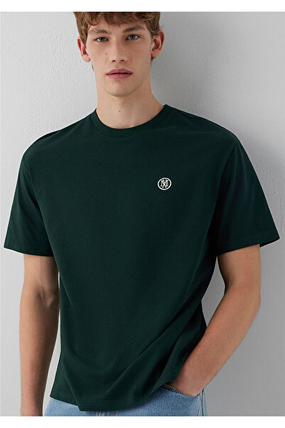 Mavi Logo İşlemeli Yeşil Basic Tişört Loose Fit / Bol Rahat Kesim 067074-85173