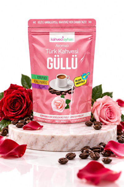 kahveciayhan 200g Güllü Meyveli Aromalı Türk Kahvesi - Ölçek Hediyeli - Yumuş...