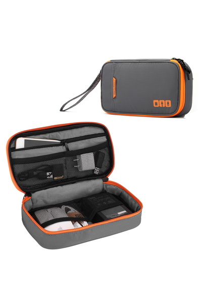 Choice Grey Portable Electronic Organizer Bag - Cable Storage Case with Multi...