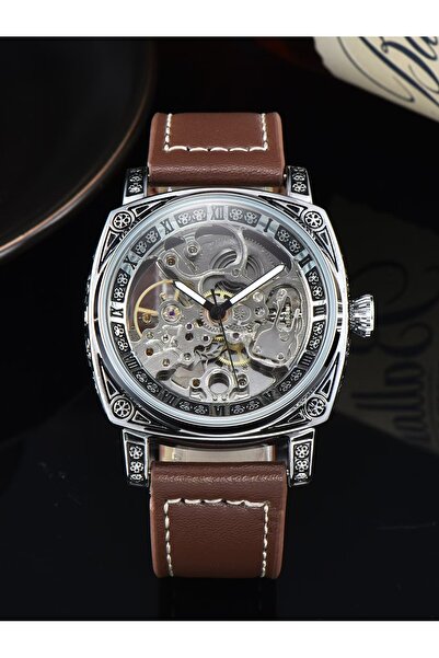 Choice1 L8071 Silver Caramel Men Automatic Watch Retro Style Mechanical Watch...