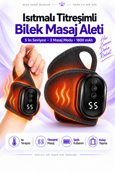 EN SİGA Isıtmalı Titreşimli Bilek Masaj Aleti 5 Isı 3 Masaj Modlu 1800 mAh