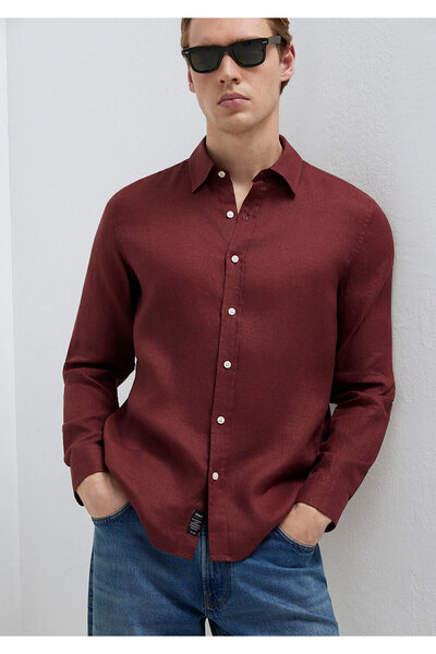 Mavi Burgundy Linen Shirt Slim Fit / Narrow Cut 0211466-70396