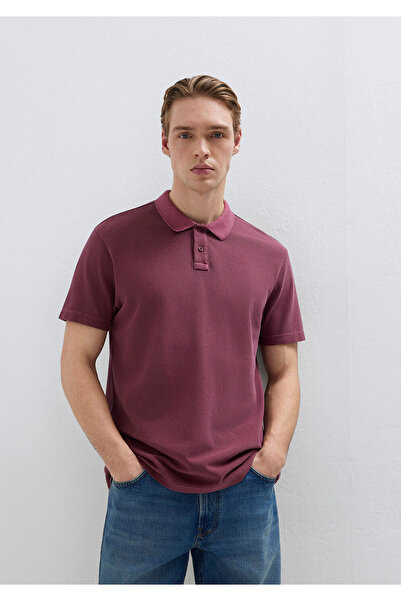 Mavi Bordo Polo Tişört Loose Fit / Bol Rahat Kesim 0613311-70426