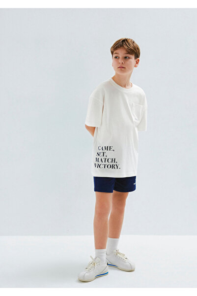 Mavi Tennis Club Printed Ecru T-Shirt Oversized / Wide Fit 6610400-70057