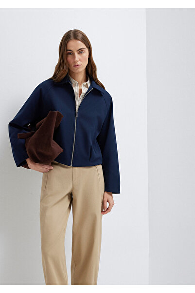Mavi Lacivert Crop Ceket Oversize / Geniş Kesim 1110820-82318