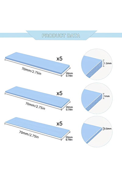Choice Blue 15 pieces 15 Pieces of Heat-Conducting Silicone Pads with a Therm...