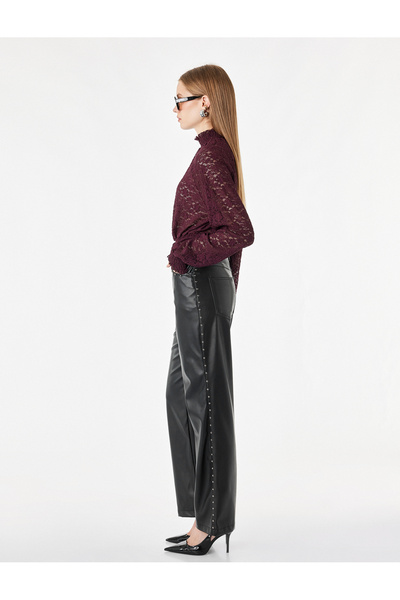 Koton Gipeli Slim Fit Long Sleeve Lace High Neck Blouse