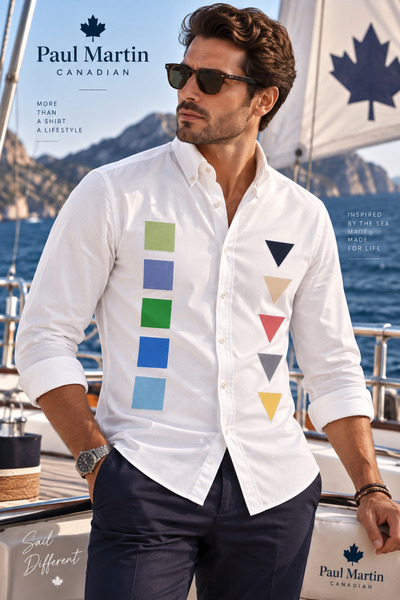 Paul Martin Canadian Triangle and Square Patterned Men's Shirt Pm3562R01