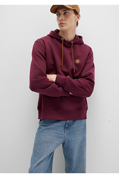 Mavi Logo Embroidered Hooded Claret Red Sweatshirt 065809-70426