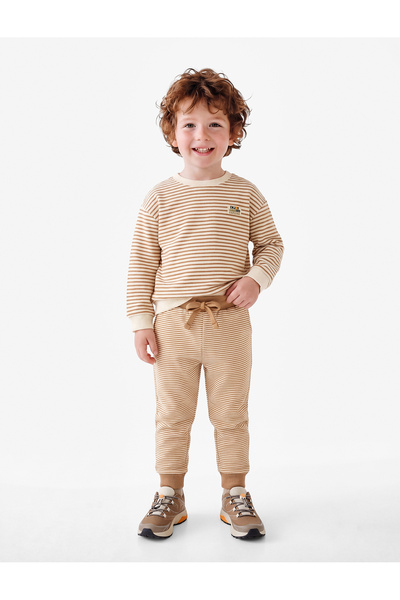 Koton Tie-Waist Shirred Striped Jogger Sweatpants